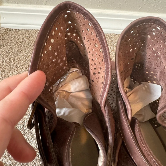 Latitude Femme Cut out Brown leather Heels Boho Size 7.5 (38) Made in Italy - Picture 7 of 11